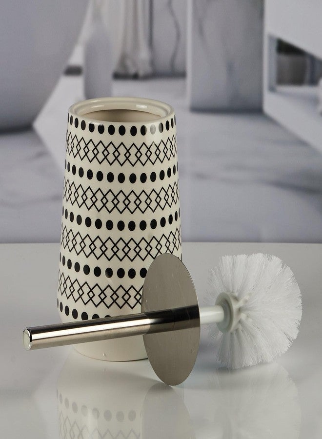 Kookee Ceramic Toilet Cleaner Brush with Holder Stand for Bathroom, Commode, Washroom, Toilet Cleaning Brush, White (11178) - Image 4